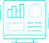 Icon representing Data analysis in teal color. 